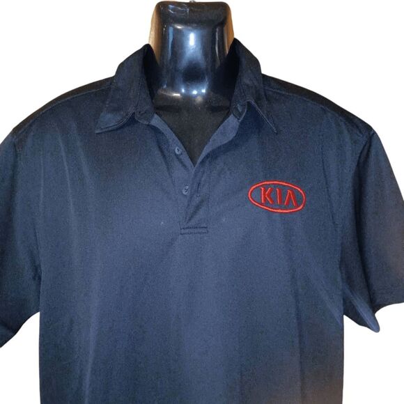 Port Authority Kia Polo Shirt Sz L Black Poly Mens Top - Picture 2 of 6